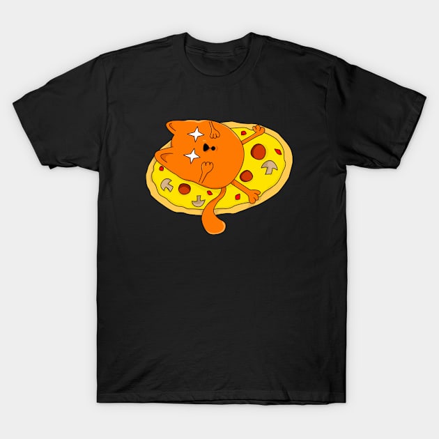 Funny stoned Pizza Cat T-Shirt by Foxxy Merch